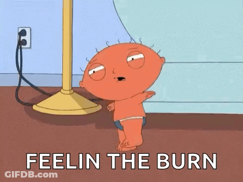 Family Guy Character Saying Feelin The Burn GIF