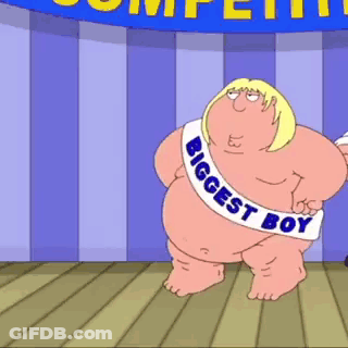 Family Guy Character Wearing Biggest Boy Sash GIF