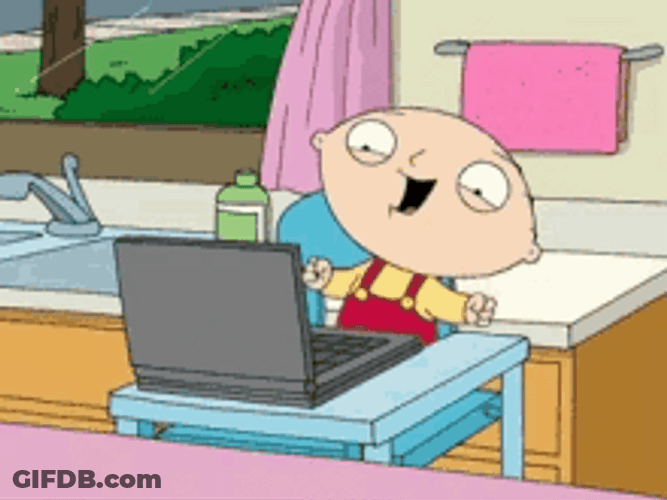Family Guy Happy Stewie Wheres My Money Laptop GIF