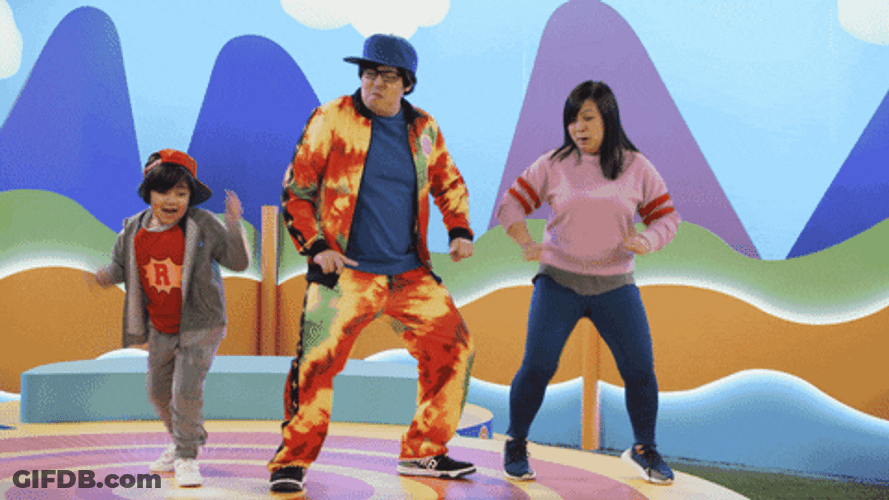 Family Having Fun Chicken Dance GIF