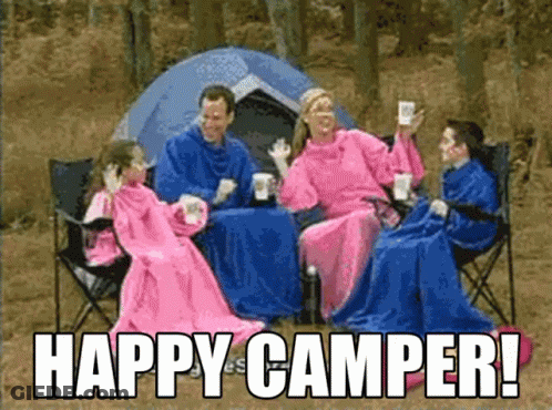 Family In Front Of Tent Happy Camper GIF