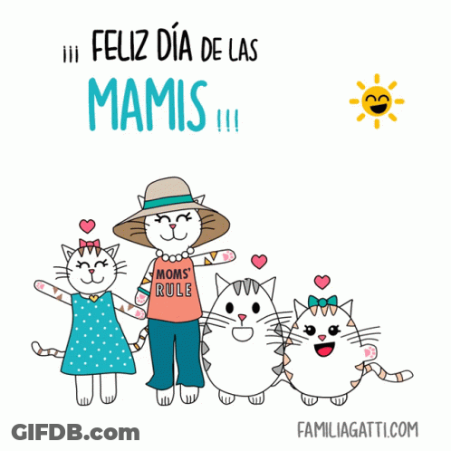 Family Of Cats Feliz Dia De Las Mamis GIF