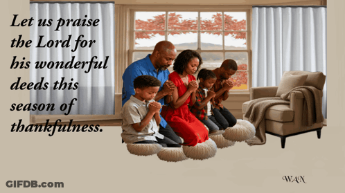 Family Praying By Window Praising The Lord GIF