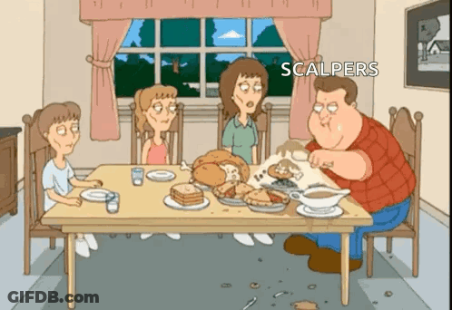 Family Sitting At Table With Scalpers GIF