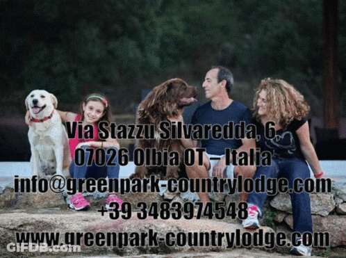 Family Sitting On Rock With Dogs Greenpark Countrylodge.com GIF