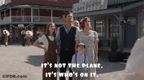 Family Standing In Front Of Soda Fountain GIF