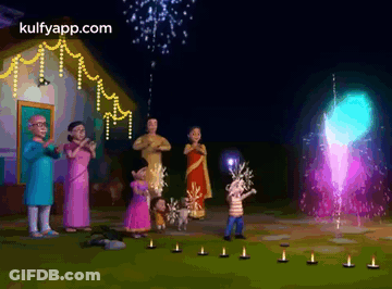 Family Watching Fireworks Kulfyapp.com GIF