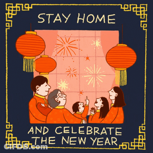 Family Watching Fireworks Stay Home Celebrate New Year GIF