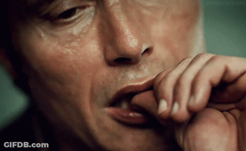 Famous Hannibal Scene Thumb Licking Mads GIF