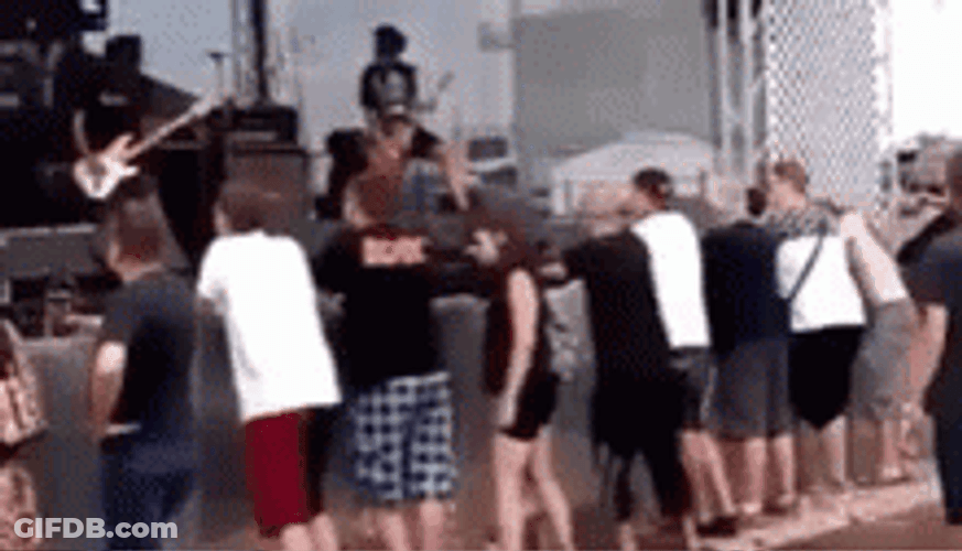 Fan Diving Face First In Mosh Pit Fail GIF