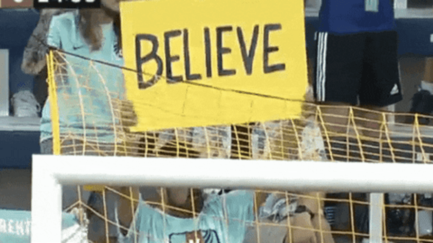 Fan Flashing Believe Motivational Sign Sports Arena GIF