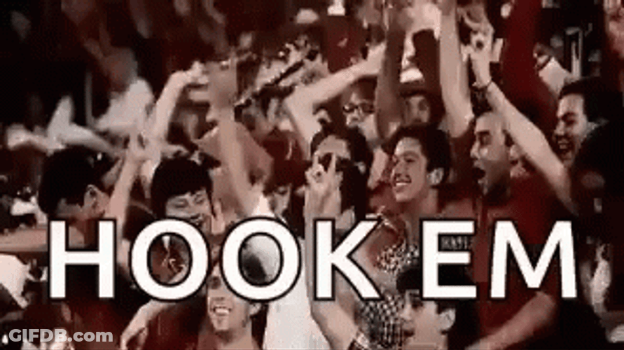 Fan Jumping And Cheering Hook Em GIF