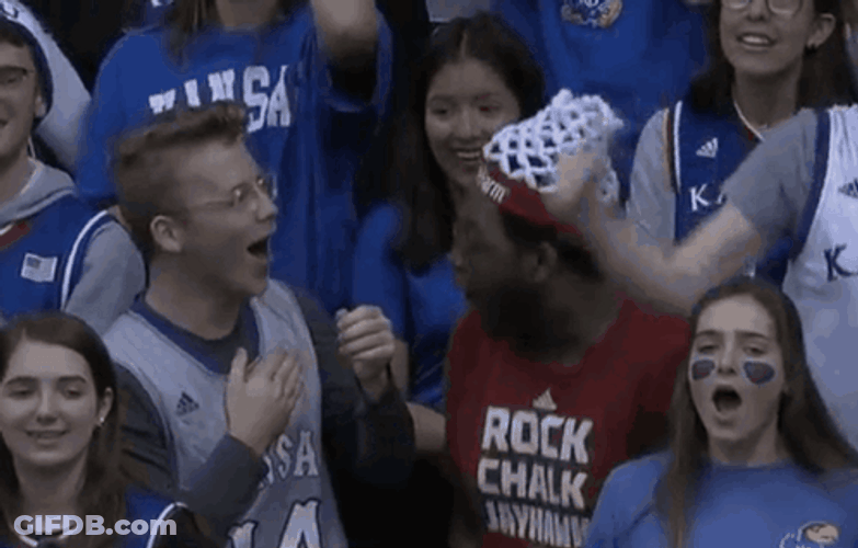 Fan Wearing Rock Chalk Shirt GIF
