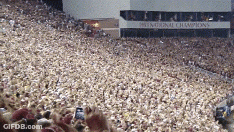 Fans Cheering Tomahawk Chop Campbell Stadium GIF