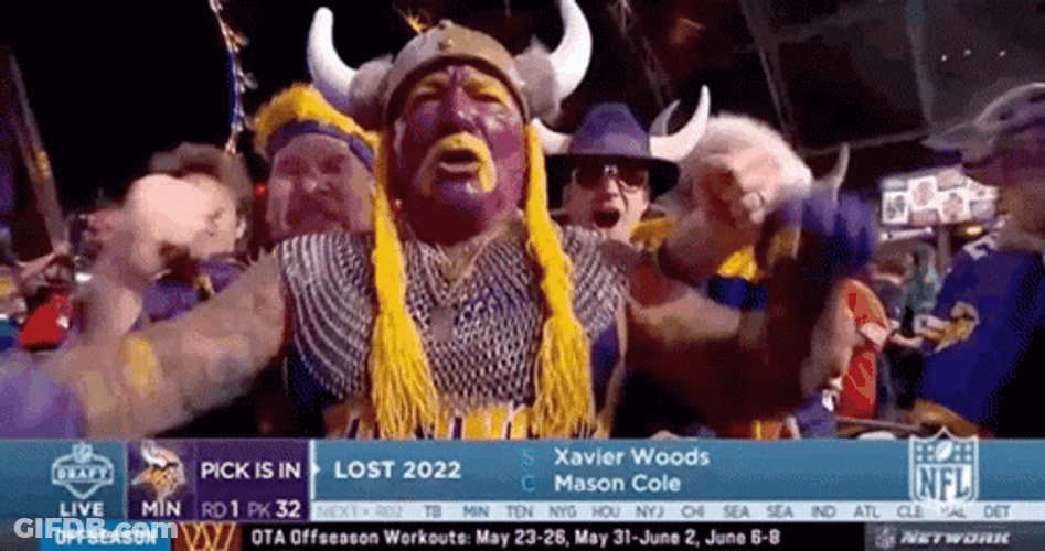 Fans Wearing Vikings Costume GIF