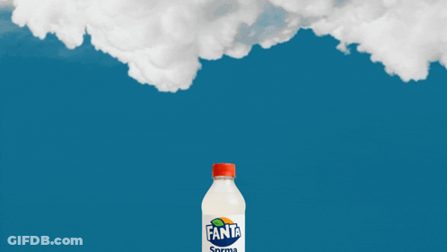 Fanta Bottle In Front Of Blue Sky GIF