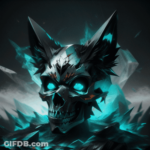 Fantasy Art Cat Man Skeleton GIF