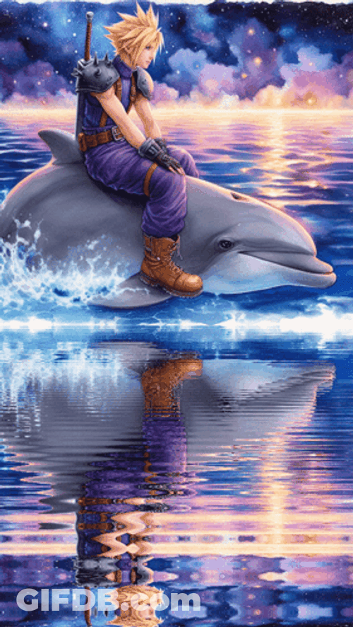 Fantasy Art Man Riding Dolphin GIF
