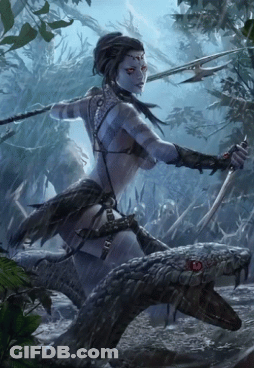 Fantasy Art Woman And Big Snake GIF