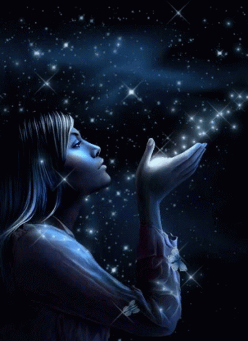 Fantasy Art Woman Blowing Sparkles GIF
