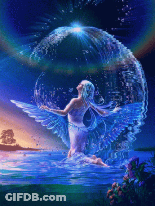 Fantasy Art Woman With Water Wings GIF