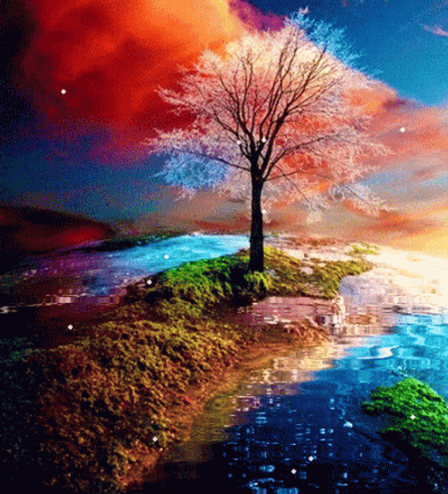 Fantasy World Rainbow Sky GIF