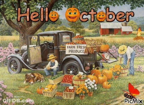 Farm Fresh Produce Truck Painting GIF