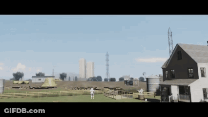 Farm With House And Fenced Area GIF