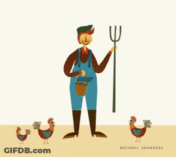 Farmer Feeding Chickens GIF