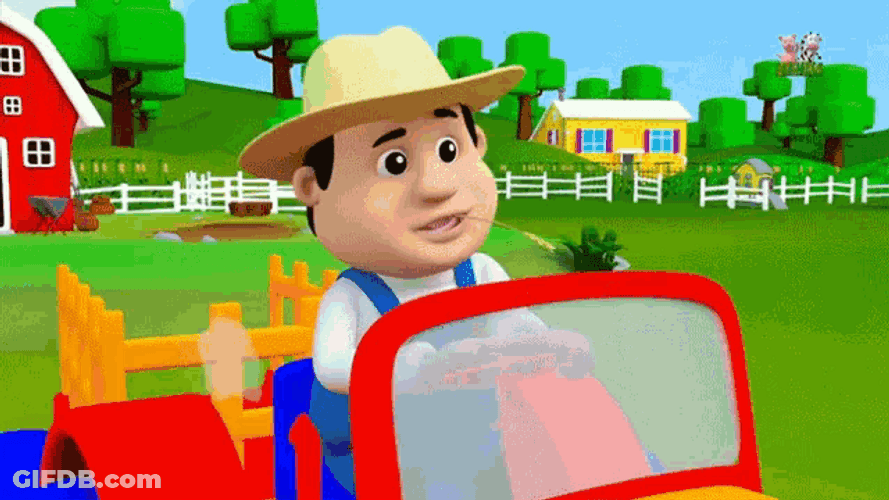 Farmer Riding A Tractor In A Field GIF