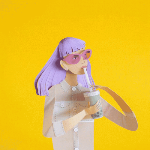 Fashion Model Drinking Boba Tea GIF