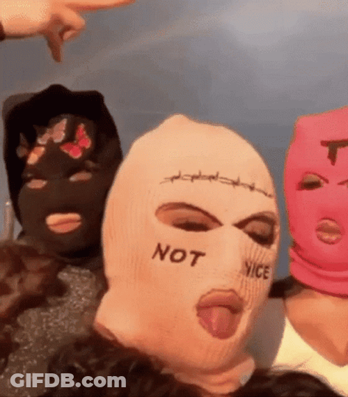 Fashionable Girls Wearing Ski Mask GIF