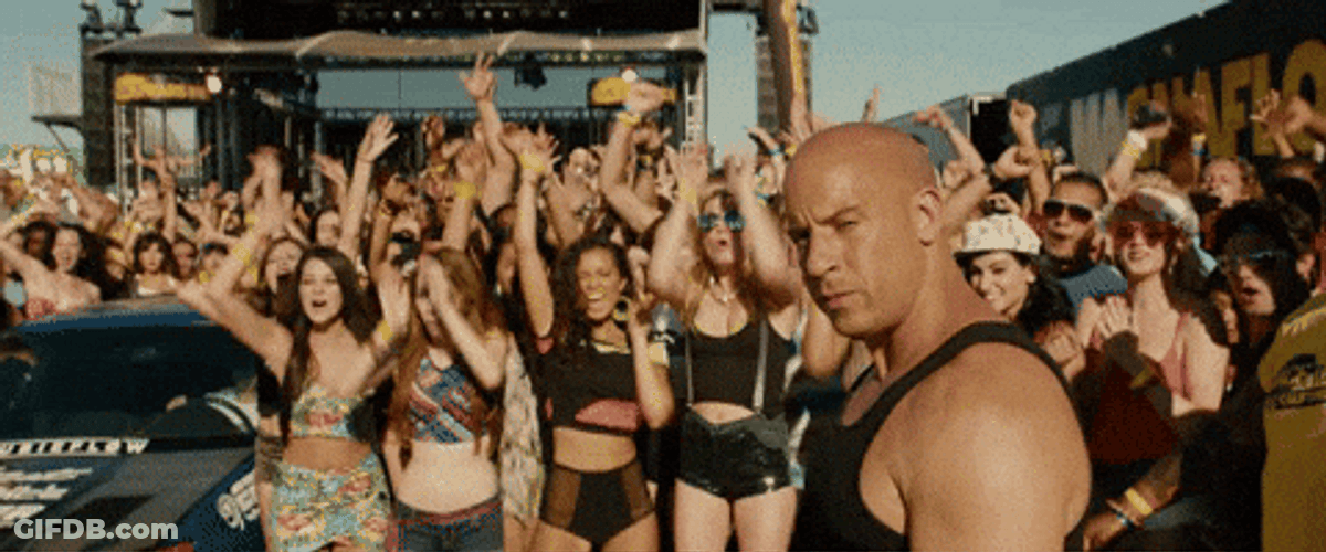 Fast And Furious Dom With Crowd Behind Him GIF