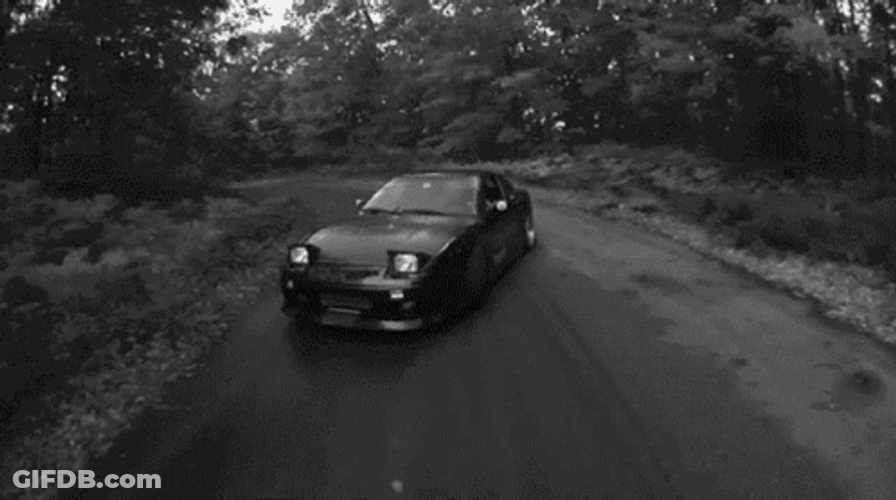 Fast Car Drifting In Forest GIF