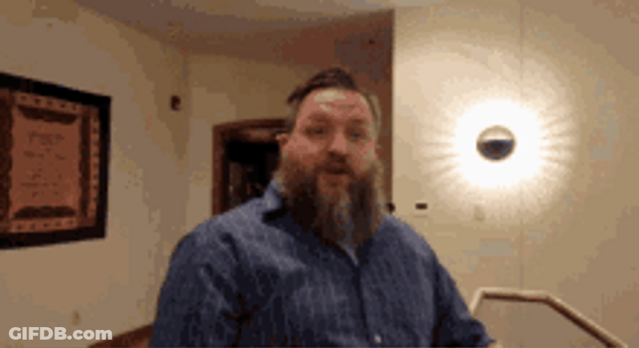 Fat Bearded Guy Surprised Face GIF