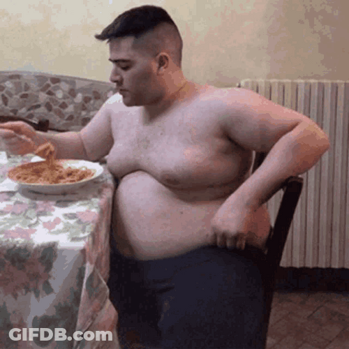 Fat Belly Man Eating GIF