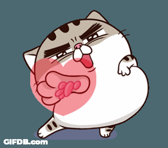 Fat Cat Cartoon Sending Heart GIF
