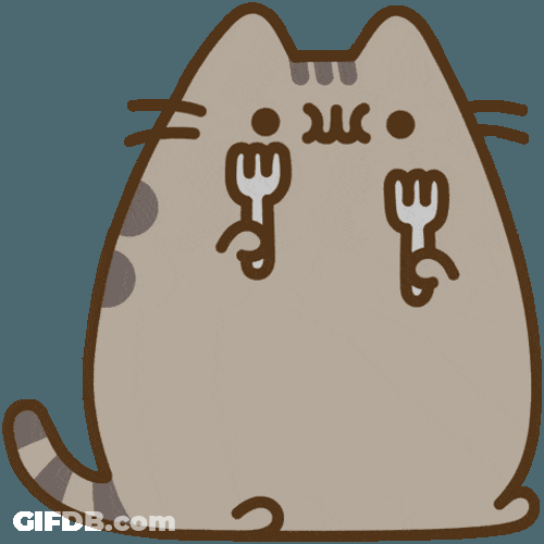 Fat Cat Holding Two Forks GIF