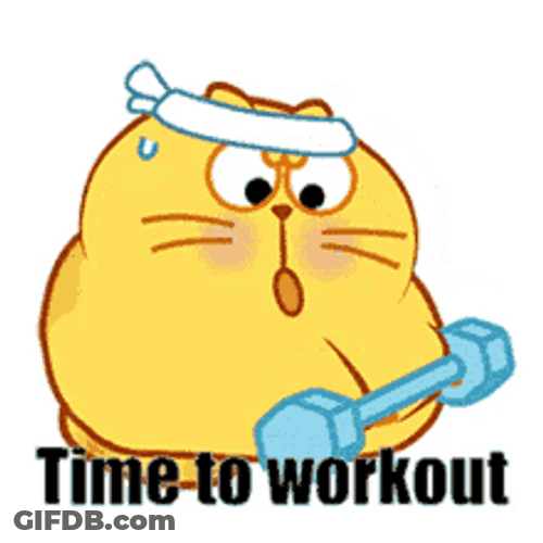 Fat Cat Saying Time To Workout GIF