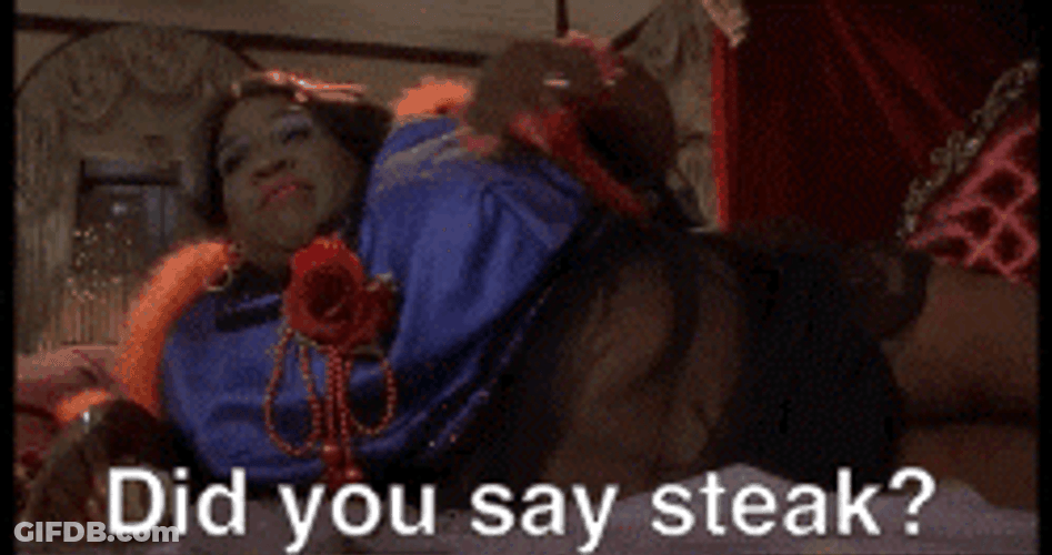 Fat Chick Asking Did You Say Steak GIF