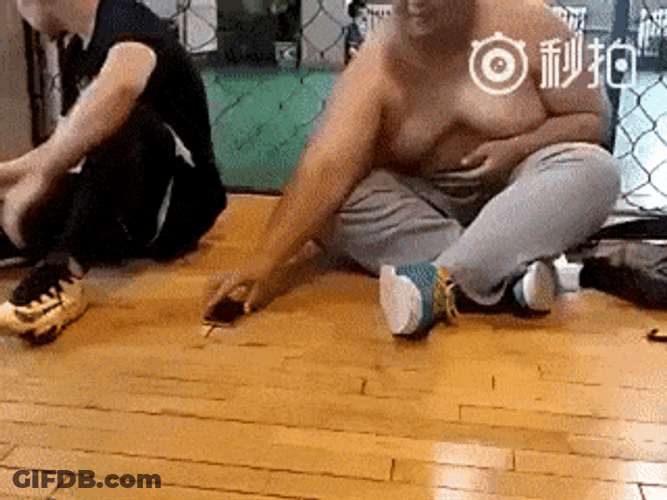Fat Guy Hide Cellphone Perks Big Man Boobs GIF