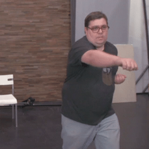 Fat Guy Practicing Hadouken GIF