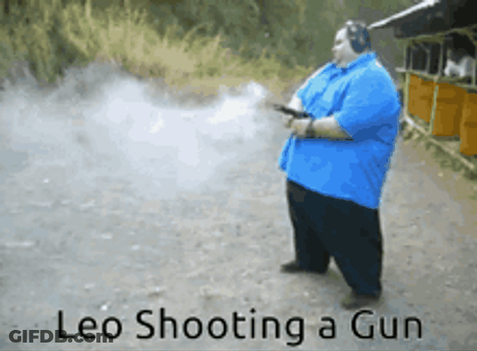 Fat Guy Shooting Gun GIF