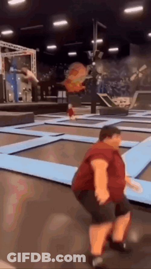 Fat Guy Trampoline Bouncing GIF