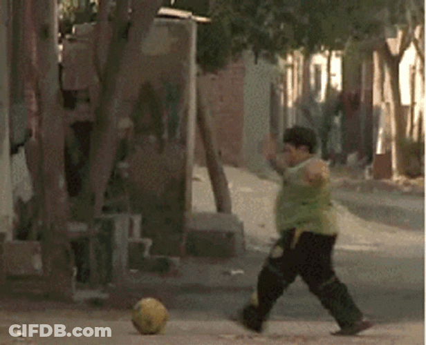 Fat Kid Tries Kickball GIF