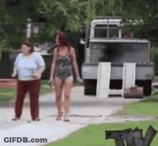 Fat Lady Running Away Fast GIF