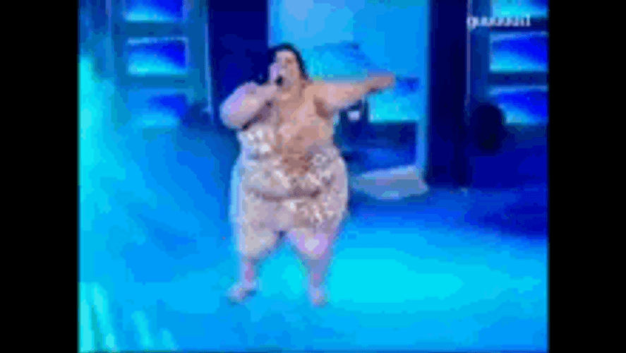 Fat Lady Singing Dance Performance Contest Show GIF