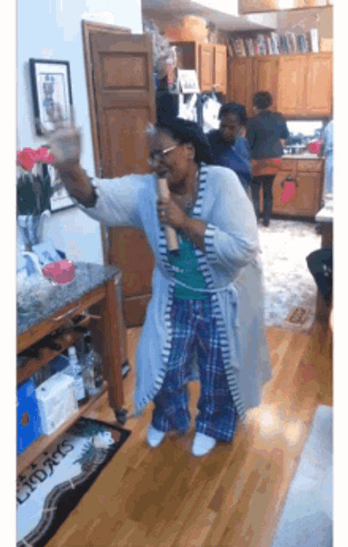 Fat Lady Singing Old Woman Dancing Hands Up GIF