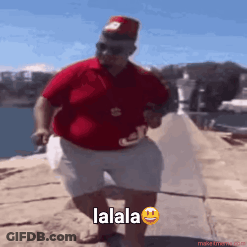Fat Man Dancing With Lalala GIF