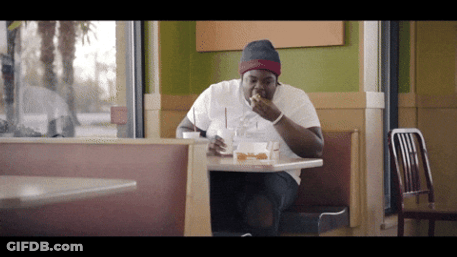 Fat Man Eating In Restaurant GIF